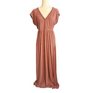 Torrid Orange Gray Striped V-Neck Braided Short Sleeve Maxi Dress Women's Sz 1X